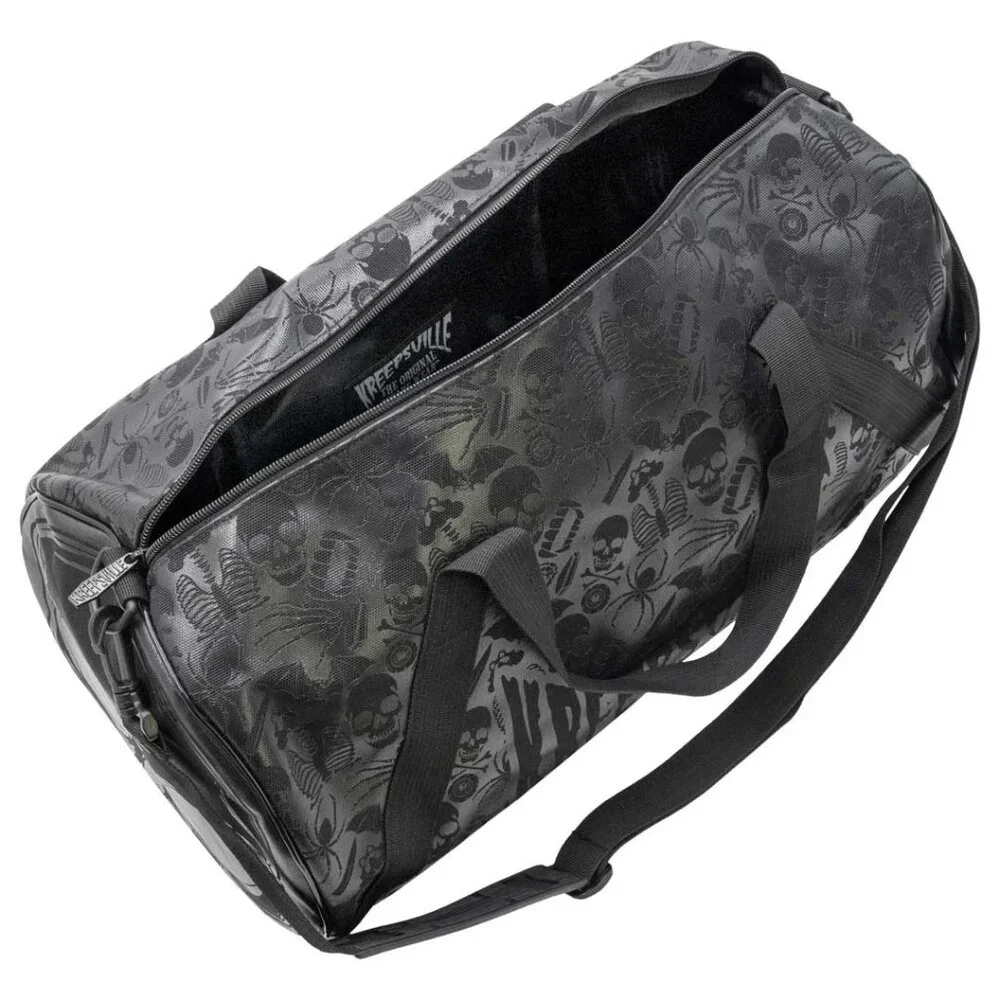 NWT Kreepsville 666 Black Gray Large Duffle Bag Gym Travel Punk Goth Skater
